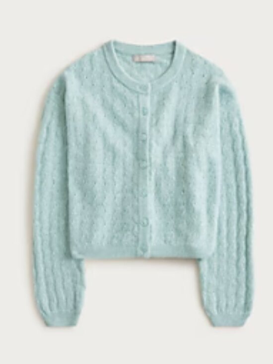J. Crew Sweaters - J.Crew Supersoft Pointelle Bubble Hem Cardigan Size M NWT